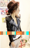 PUNK STYLE - Jaqueta Jeans/couro preta