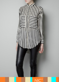 Camisão Manga Longa -Tendência Preto e Branco