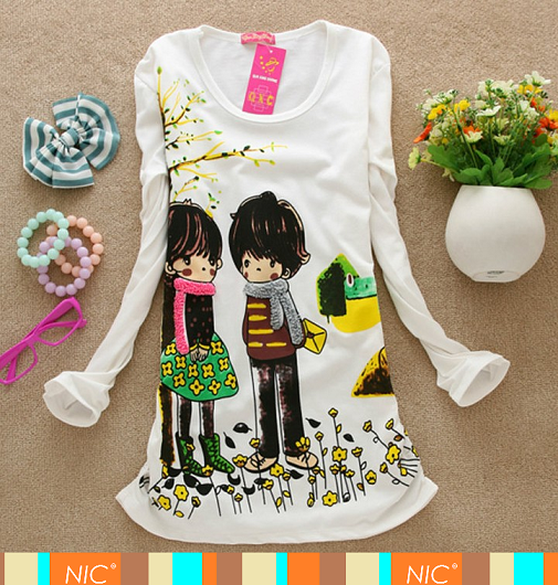 Blusa Manga Longa Estampa CUTE COUPLE